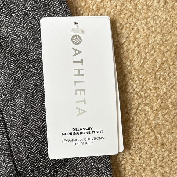 Athleta Delancey Herringbone Leggings Black & White large nwt tights pockets - Picture 3 of 7